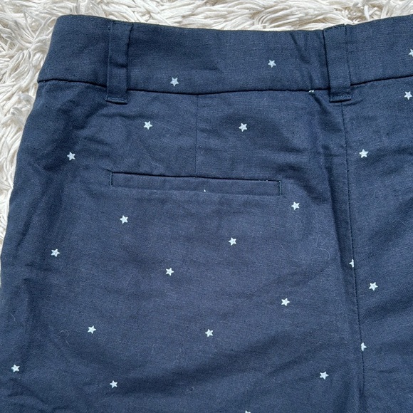 🎉HP🎉 J. Crew Scalloped Hem Linen Blend Star Shorts 💗 Navy - Picture 10 of 16
